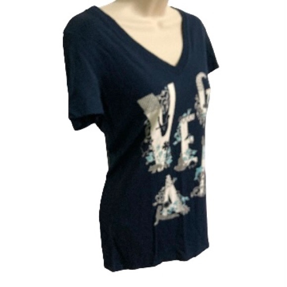 VEGAN Redefine Your Mind Activewear Blue V neck T shirt with VEGAN Graphic Small - Picture 3 of 14